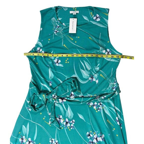 NWT charter club Women sleeveless dress midi XL stretch flower turquoise - Picture 5 of 8
